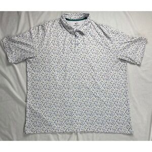 Johnston Murphy XC4 Mens Golf Polo Shirt XXL White Golf Club Print Short Sleeve